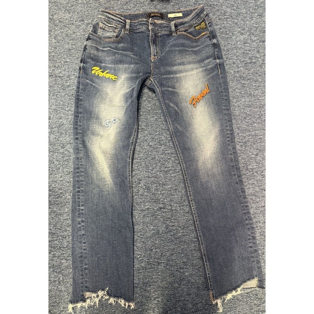 evisu jeans women’s patchwork embroidered skinny stretch sz 27